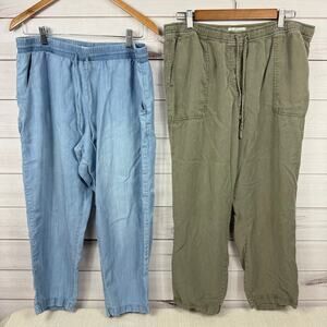 Lot of 2 Womens Workshop Casual Pull On Pants 100% Tencel Size Large